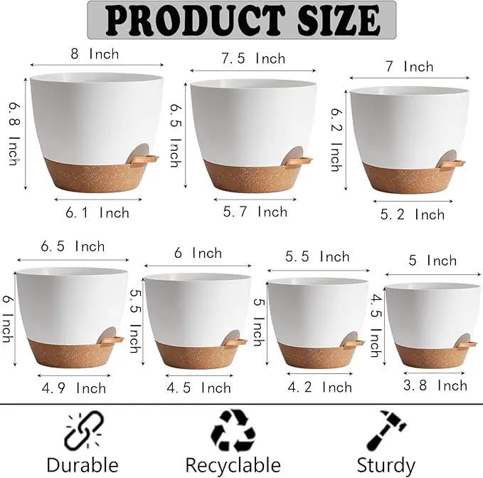 White Self Watering Pots with Drainage Planting Pot for HousePlants Plastic Flower Pots Outdoor Plant Pots Gift Idea Decorative Flower Pots Draining Pots for Indoor Plants by GreenHaven Gardens