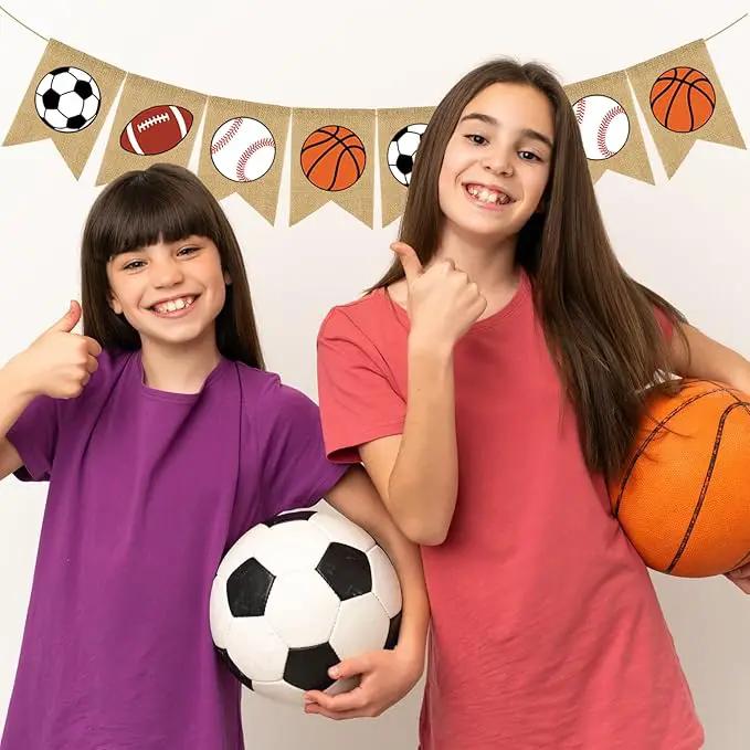 Doumeny Sports Burlap Banner Baseball Bunting Garland Sport Theme Party Hanging Banner American Football Banner Garland Basketball Soccer Banner Bunting for Birthday Baby Shower Sport Club Party Decor by GreenHaven Gardens