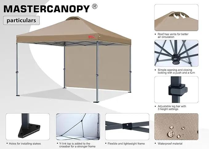 MASTERCANOPY Pop up Canopy Tent with 1 Sidewall (12x12 ft, Khaki) by GreenHaven Gardens