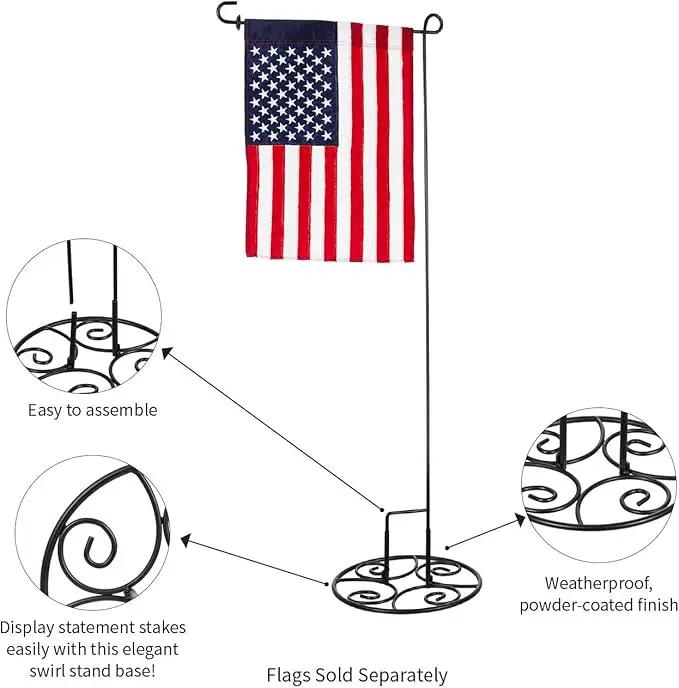 Evergreen Flag Metal Elegant Scroll Stand Base | Sturdy 2 lbs Solid Steel | Black | Designed for Garden Flag Stands | 11 Inches Wide x 6 Inches High | Outdoor American Flags and Seasonal Holiday Decor by GreenHaven Gardens