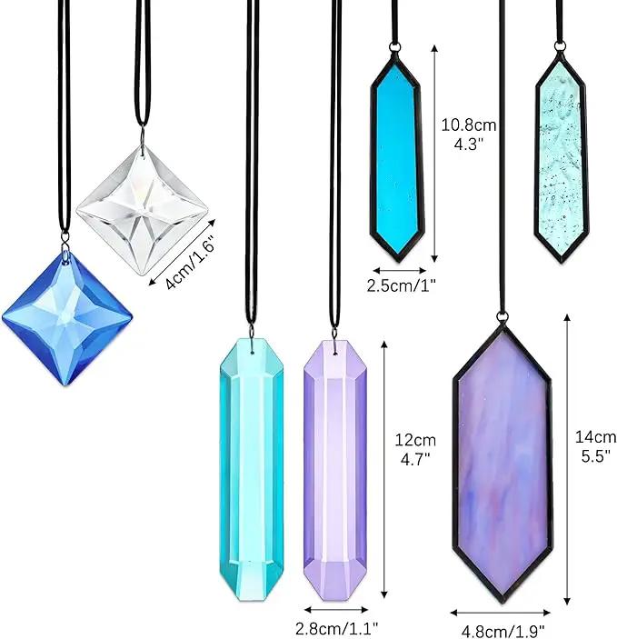 HDCRYSTALGIFTS Set 7 Crystal Blue Dreams Sun Catchers Window Hanging Ornaments Stained Glass Suncatchers Kit for Window Indoor Home Garden Decor by GreenHaven Gardens