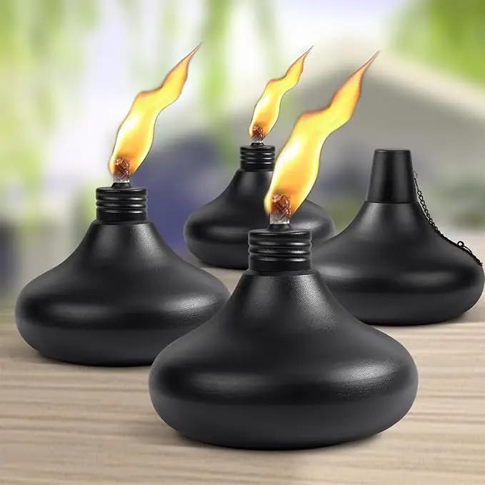 Upgraded Tabletop Torches Set of 4, 24oz Citronella Candles for Outdoor, Metal Table Top Torches for Outside, Refillable Torch Lanterns for Patio, Yard, Deck, Garden, Party by GreenHaven Gardens