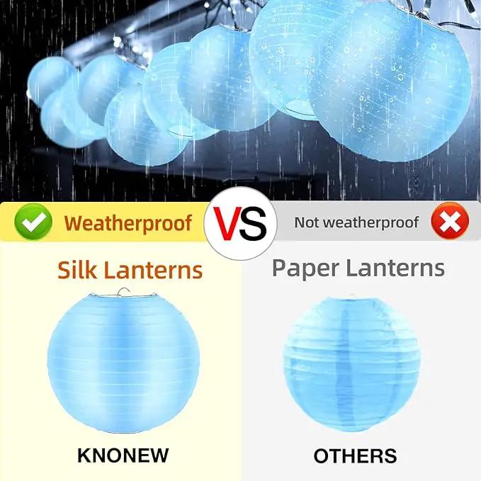 10 Pack Outdoor Silk Lanterns Decorative, 10inch Waterprooof Outside Indoor Chinese Hanging Round Lanterns for Weddings, Birthdays, Parties Decoration(Blue) by GreenHaven Gardens