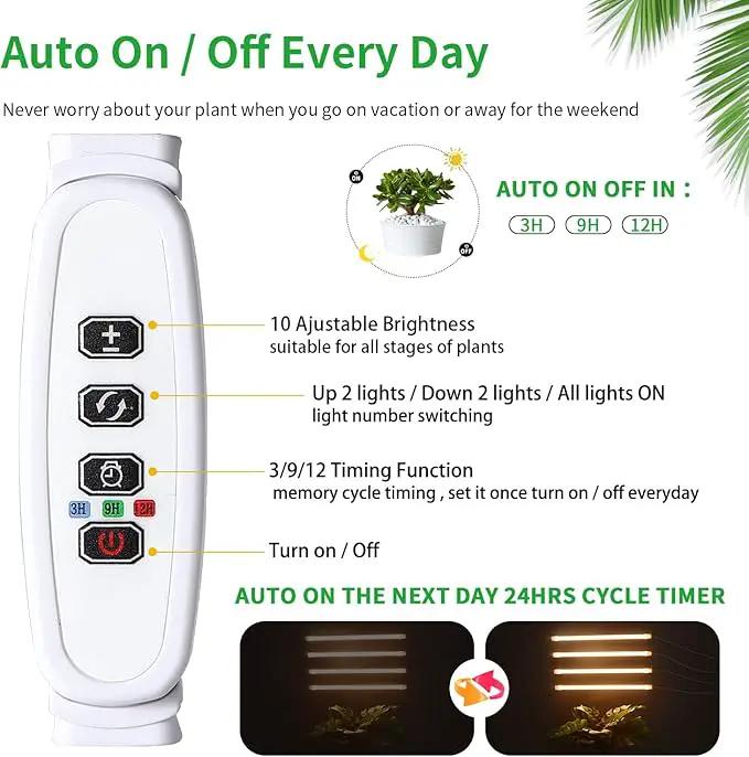 LED Plant Growing lamp, 3000K Full Spectrum Grow Light Strips for Indoor Plants with 3/9/12H Timer & 10 Dimmable Levels, Led Growth Light for Green House Hydroponics Succulent by GreenHaven Gardens