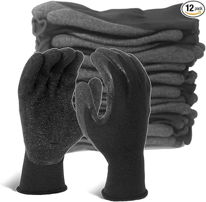 Evridwear Crinkle Latex Rubber Hand Coated Safety Work Gloves for Men Women General Multi Use Construction Warehouse Gardening Assembly Landscaping (XS-Size) 12 Pairs Pack by GreenHaven Gardens
