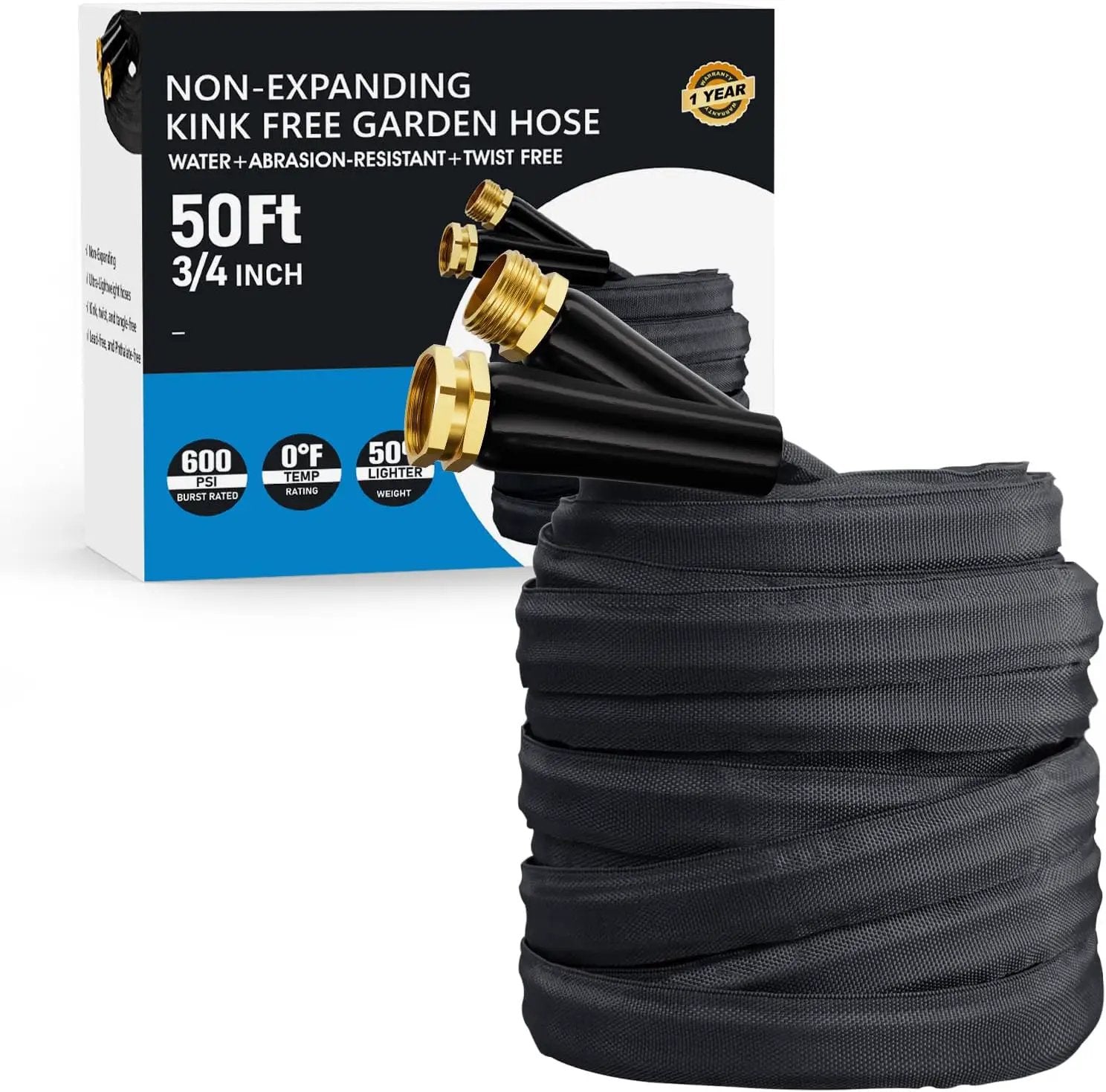 2025 Upgraded 50FT Non-Expanding Garden Hose, Lightweight, Flexible Ultra-Light Water Hose, Burst-Resistant, Lead-Free, Anti-Kink, High-Pressure by GreenHaven Gardens