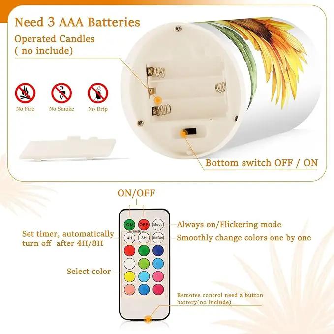 Flickering Flameless Candles, Beautiful Sunflower LED Candles with Remote Timer, Set of 2 Battery Operated Candle for Valentine Wedding Birthday by GreenHaven Gardens
