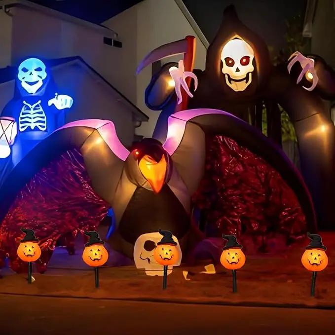 4 Pack Halloween Pumpkin Witch Hat Pathway Lights –7Ft LED Outdoor Halloween Decorations, Waterproof Halloween Garden Stake Lights Perfect for Outdoor Pathway, Yard, Walkway, Lawn and Driveway Decor by GreenHaven Gardens