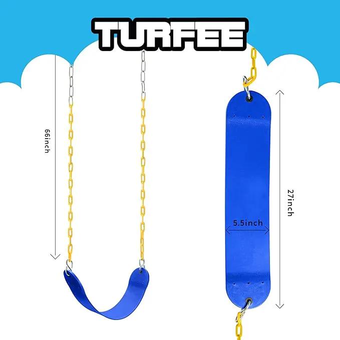 TURFEE Swing for Outdoor Swing Set - Pack of 1 Seat Replacement Kit with Heavy Duty Chains - Backyard Swingset Playground Accessories for Kids (Blue) by GreenHaven Gardens
