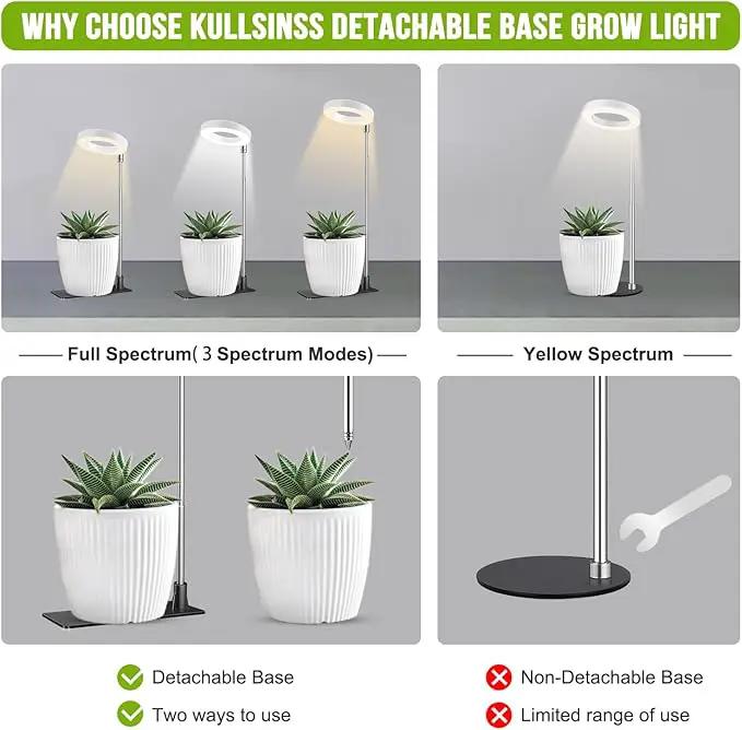 Grow Lights for Indoor Plants, 48 LEDs Full Spectrum Halo Plant Light for Indoor Plants, Height Adjustable Growing Lamp with Detachable Base, 3 9 12Hrs Timer, 10 Brightness, 3 Pack by GreenHaven Gardens