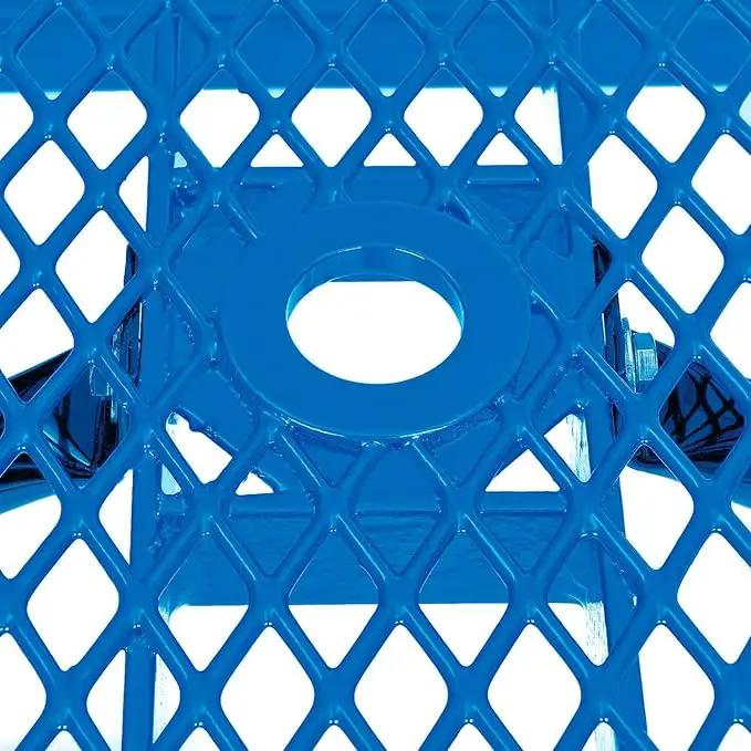 Global Industrial 8'L Rectangular Picnic Table, ADA Compliant, Expanded Metal, Blue Thermoplastic Coating, Attached Benches, 1-1/2” Umbrella Pole Hole, Outdoor-Rated by GreenHaven Gardens