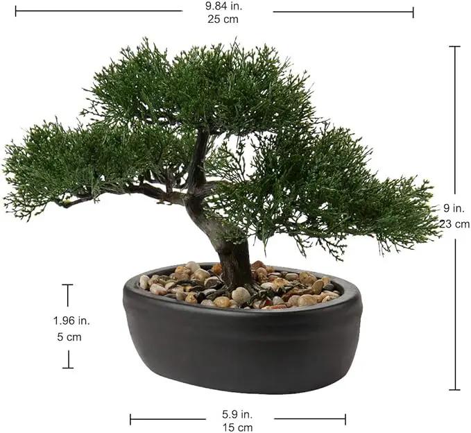 Artificial Bonsai Tree Juniper Faux Plants Indoor Small Fake Plants Decor with Ceramic Pots for Home Table Office Desk Bathroom Shelf Bedroom Living Room Farmhouse Decorations by GreenHaven Gardens