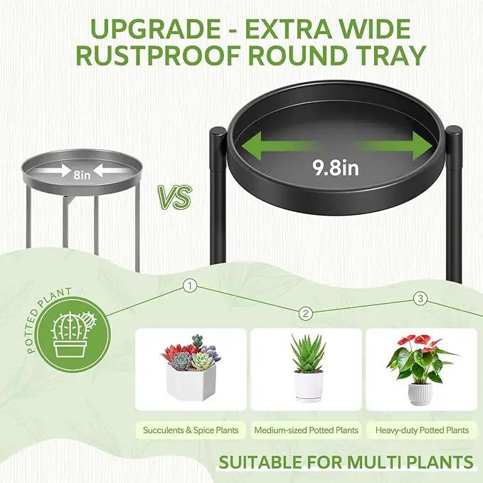 iDavosic.ly 6 Tier Large Plant Stand Indoor with 10 Inch Wide Tray, Tiered Corner Metal Outdoor Flower Display Holder Shelf, Folding Tall Rack for Patio Porch Living Room, Modern Black by GreenHaven Gardens