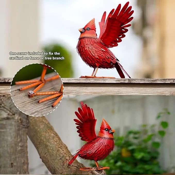 Nacome Cardinal Garden Decor Metal Yard: Art Outdoor Sculptures & Statues Large Red Bird Ornaments for Patio Balcony Front Backyard - Gifts for Grandma Mom by GreenHaven Gardens