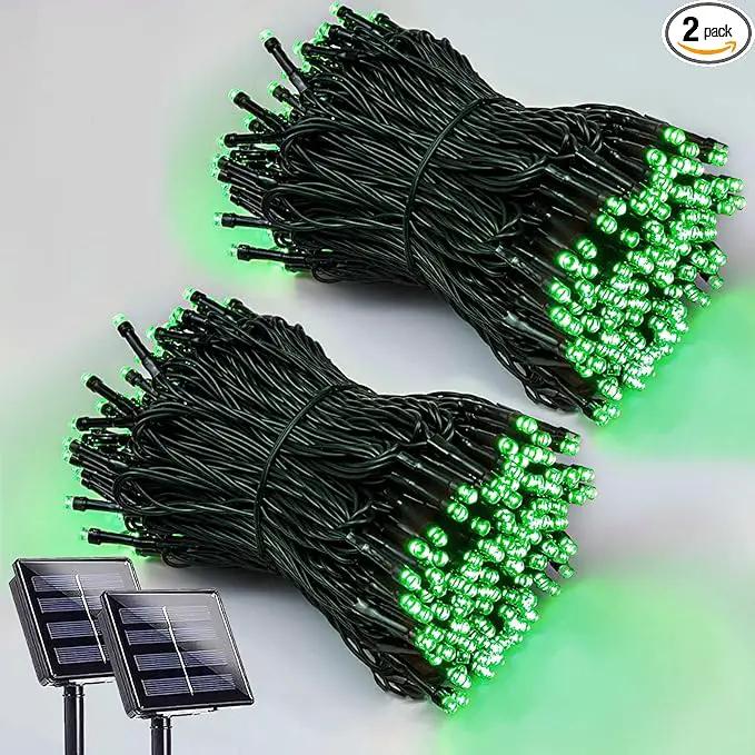 EEW 2 Pack 200 LED Solar Christmas Lights Outdoor Waterproof, Solar String Lights for Outside, Green Wire Solar Tree Light with 8 Lighting Modes for Xmas Wedding Party Garden Yard Decorations (Green) by GreenHaven Gardens