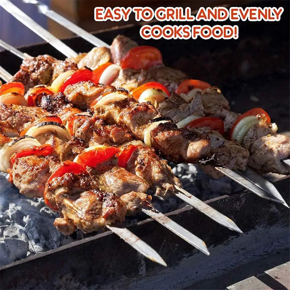 18PCS Kabob Skewers Flat Metal BBQ Barbecue Skewer 16" Long Stainless Steel Shish Kebob Sticks Wide Reusable Grilling Skewers Set for Meat Shrimp Chicken Vegetable, 18 Pack by GreenHaven Gardens