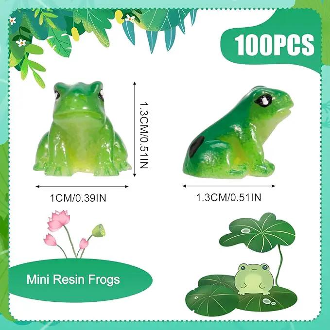 100 Pcs Mini Resin Frogs, Cute Green Frog Tiny Frogs Mini Frogs Figurines Miniature Frogs Animals Figurines Ornament for DIY Crafts Landscape Aquarium Dollhouse Fairy Garden Decor Potted by GreenHaven Gardens