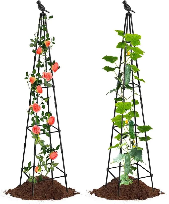 2 Pack Garden Obelisk Trellis for Climbing Plants Outdoors, 65 Inch Rustproof Plant Stand Climbing Support with Adjustable Heights for Indoor Potted Plants, Vines, Flowers Stands, Vegetables by GreenHaven Gardens
