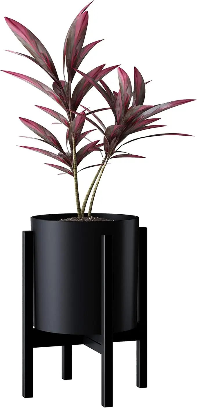 FaithLand Mid Century Plant Stand Indoor Outdoor (EXCLUDING 10" Plant Pot), Metal Planter Stand, Potted Plant Holder, Black, Hold Up to 10 Inch Planter - Fits Snake Plant - Upgraded Design. by GreenHaven Gardens