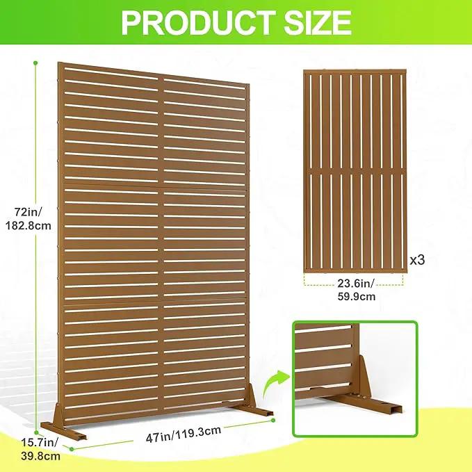 Outdoor Privacy Screen,72" H×47" W Metal Privacy Screen, Freestanding Privacy Fence Panels for Patio by GreenHaven Gardens
