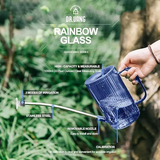 Small Watering Can Indoor Plants with Long Spout (1L, Blue) by GreenHaven Gardens