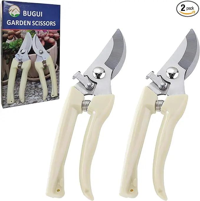 BUGUI Bypass Garden Pruning Shears - 2 Pack, Ultra Lightweight Hand Pruners Make Cut Smooth & Clean, Professional Gardening Scissors for Cutting Live Flowers, Plants, Light Branches by GreenHaven Gardens