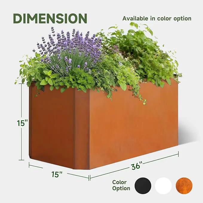 Steel Planter Box-36"x15"x15"-Large Rectangular Planter Matel -Outdoor Indoor-Corten Steel Planter Box Heavy Duty Commercial Residential for Patio Porch Deck Home Backyard by GreenHaven Gardens