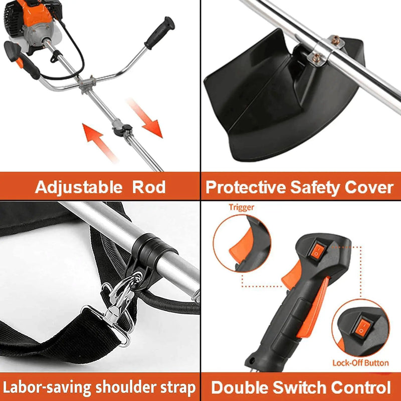 Homdox 58cc 2-Cycle Gas Weed Eater, 4 in 1 Gas Brush Cutter, String Trimmer and Weed Wacker Trimmer for Lawn and Garden Care Trimming, Orange. by GreenHaven Gardens