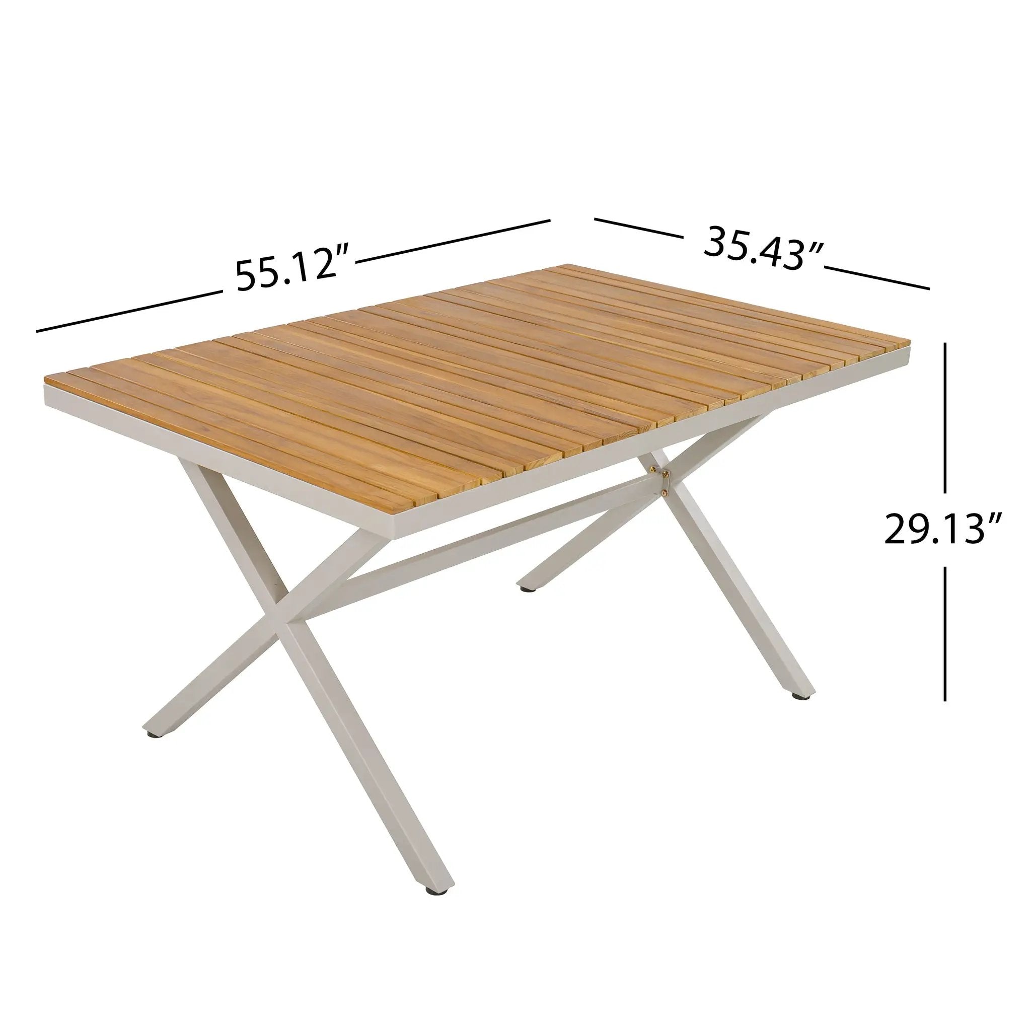 Outdoor 7-Piece Dining Set - Rectangular Teak Wood Table + 6 Wicker Chairs by HouseOfZazla