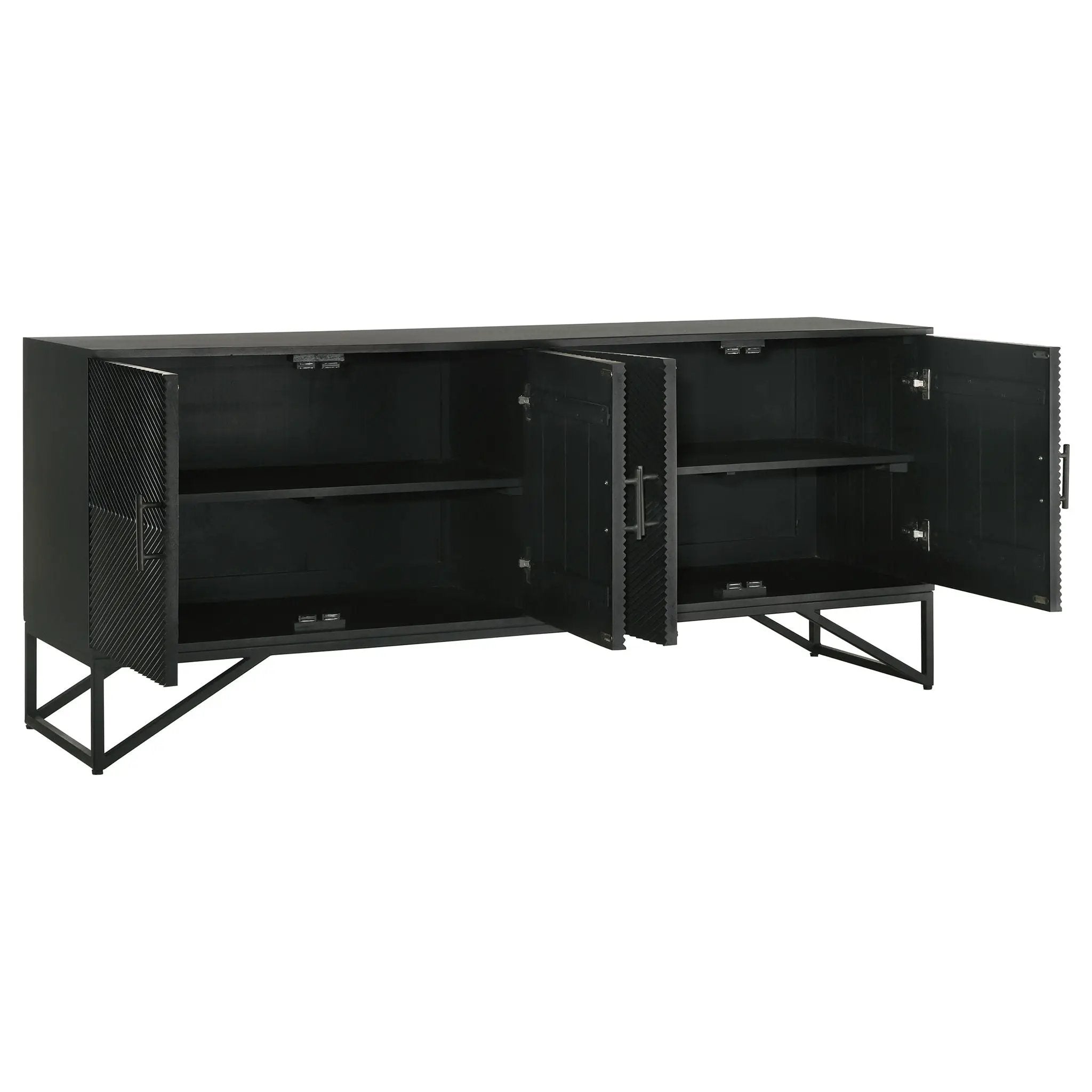 Riddell 4-door Wood Reeding Accent Cabinet Matte Black by Unique Piece Furniture