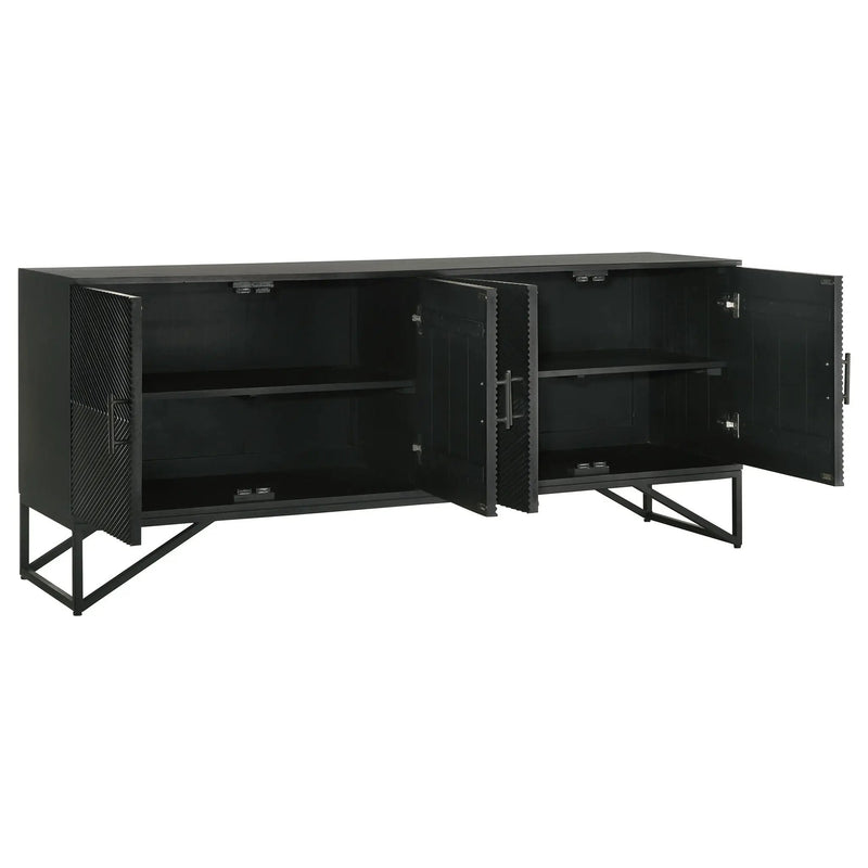 Riddell 4-door Wood Reeding Accent Cabinet Matte Black by Unique Piece Furniture