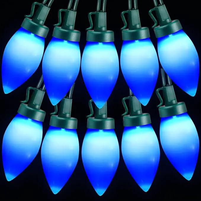 C9 Christmas Lights Outdoor 50 LED Blue Strawberry Waterproof String Lights Xmas Tree Indoor Decoration Plug in 34.5 Feet Used for Home Festive Courtyard Patio Garden(Blue) by GreenHaven Gardens