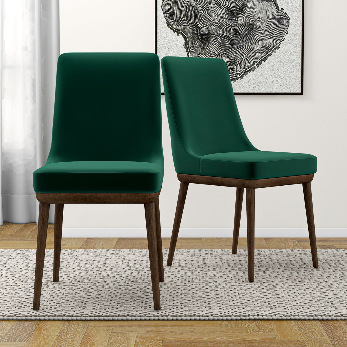 Mid-Century Modern Dining Chair Set of 2 with Solid Wood Frame - Multiple Colors, photo 20 of 40