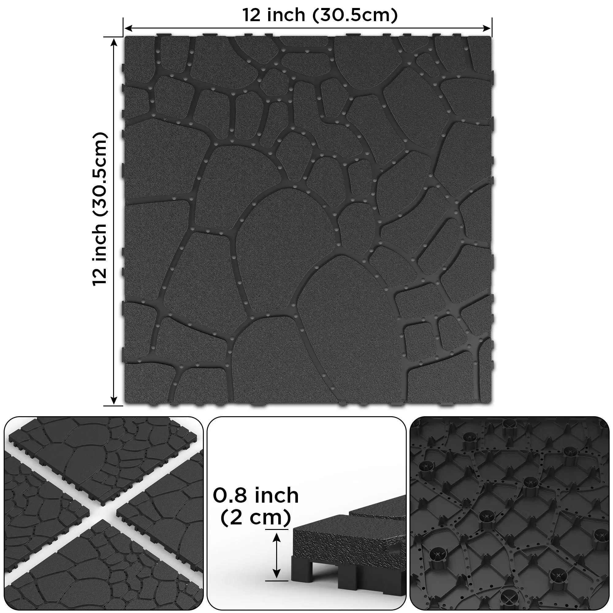 Stone Texture Patio Deck Tiles, Diy Module Interlocking Decking Floor Tiles by HouseOfZazla