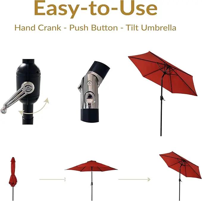 Sunnydaze Outdoor Patio Umbrella - Polyester Table Market Umbrella with Push-Button Tilt and Crank - 6 Sturdy Ribs - Burnt Orange - 7.5ft by GreenHaven Gardens