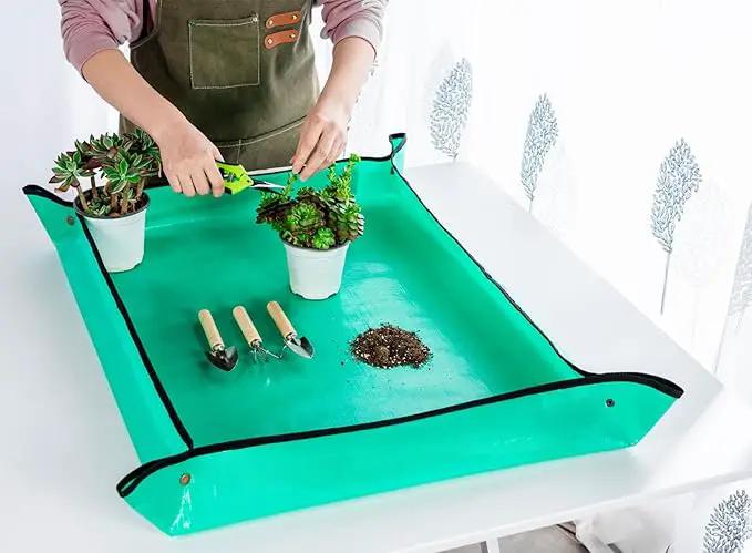 Plant Repotting Mat, 5Pcs Succulent Tools Mini Garden Small Gardening Tools Indoor, Pruning Shear Gardening Scissor, Hand kit for Bonsai, Cactus, Fairy, Houseplant Transplanting, Seedling by GreenHaven Gardens