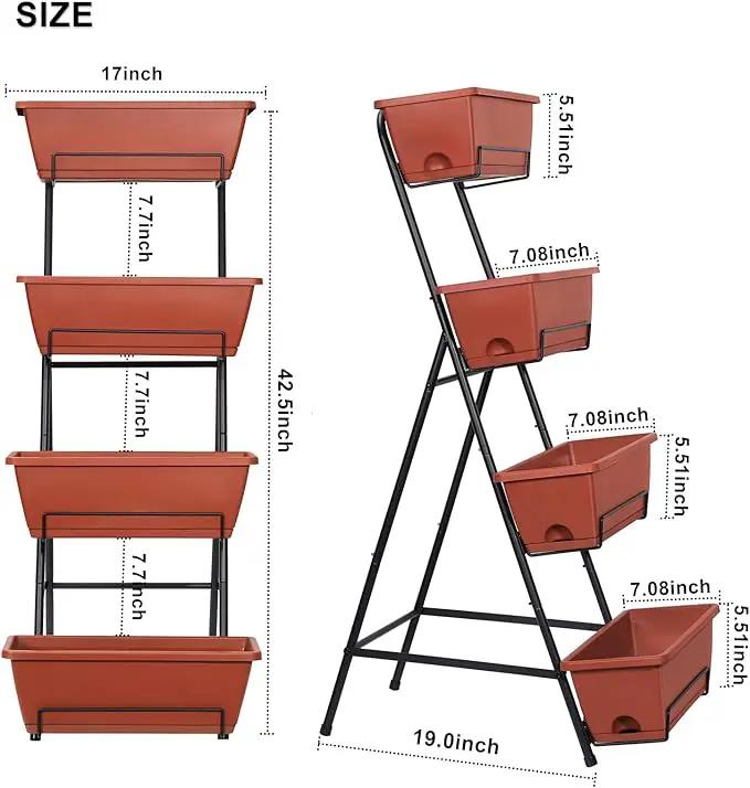 Tuenort Vertical Raised Garden Bed 4 Tiers Planter Box Freestanding Garden Planter with 4 Container Boxes for Growing Vegetables Herbs Flowers on Patio Balcony Red by GreenHaven Gardens