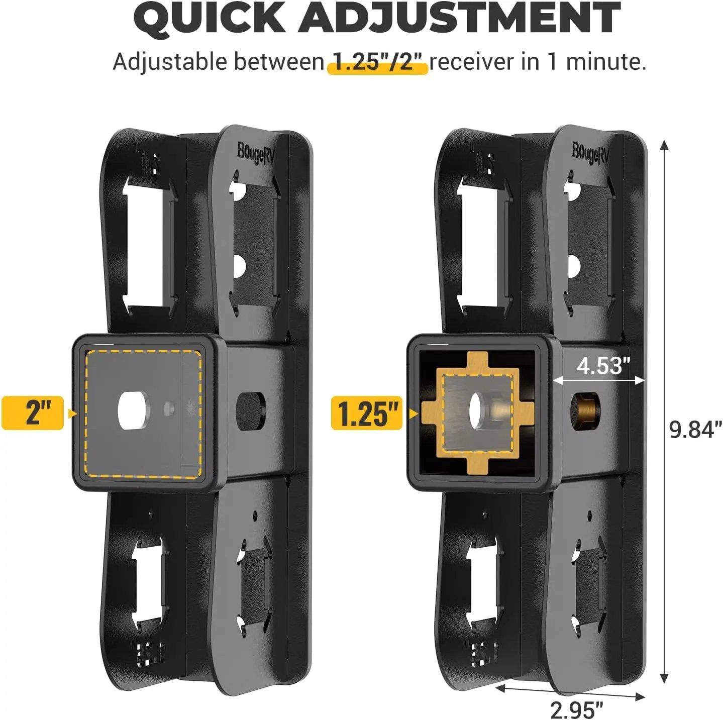 BougeRV Hitch Wall Mount, Adjustable 1.25"/2" Receiver, Heavy Duty 300LBS Bike Cargo Rack Storage, Hanging Garage Organizer, Trailer Hitch Receiver for Hitch Bicycle Ski Rack Storage Organizer by GreenHaven Gardens