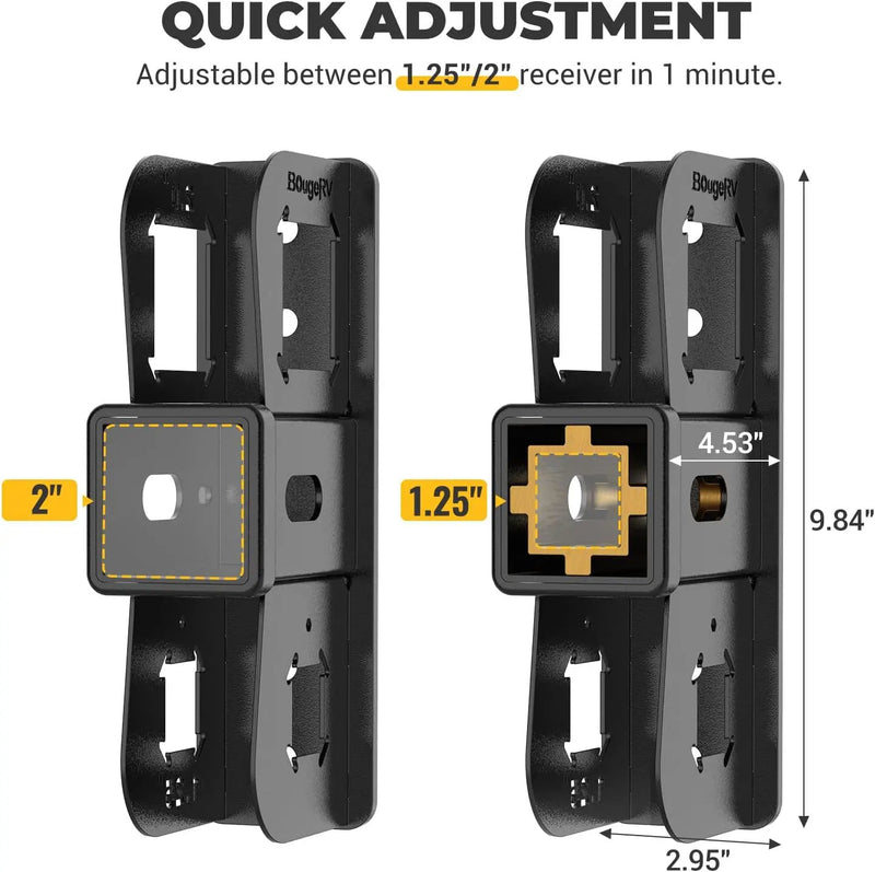 BougeRV Hitch Wall Mount, Adjustable 1.25"/2" Receiver, Heavy Duty 300LBS Bike Cargo Rack Storage, Hanging Garage Organizer, Trailer Hitch Receiver for Hitch Bicycle Ski Rack Storage Organizer by GreenHaven Gardens