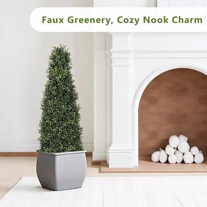 4ft Artificial Boxwood Topiary Trees (Set of 2) - UV Resistant Faux Plants Outdoor, Realistic 48in Fake Potted Bushes and Shrubs for Front Porch, Planter, Patio - Low Maintenance & Evergreen by GreenHaven Gardens