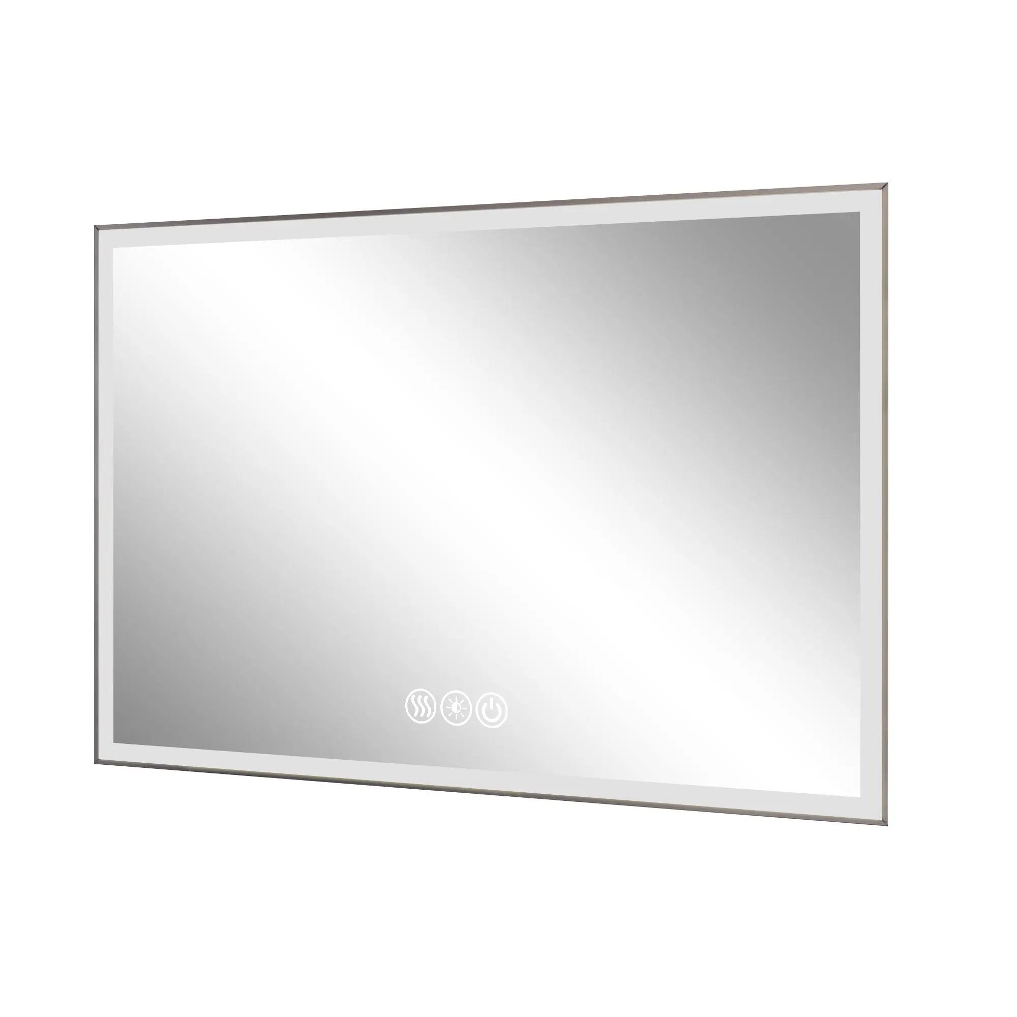 Modern LED Bathroom Vanity Mirror With Aluminum Frame, 45° Beveled Lights, Anti Fog - Silver by HouseOfZazla