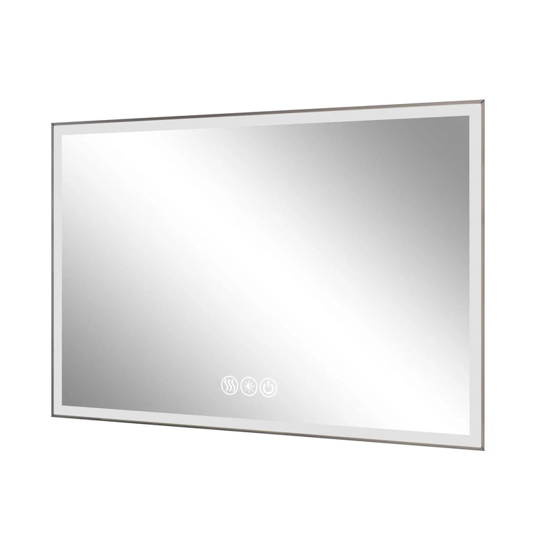 Modern LED Bathroom Vanity Mirror With Aluminum Frame, 45° Beveled Lights, Anti Fog - Silver by HouseOfZazla
