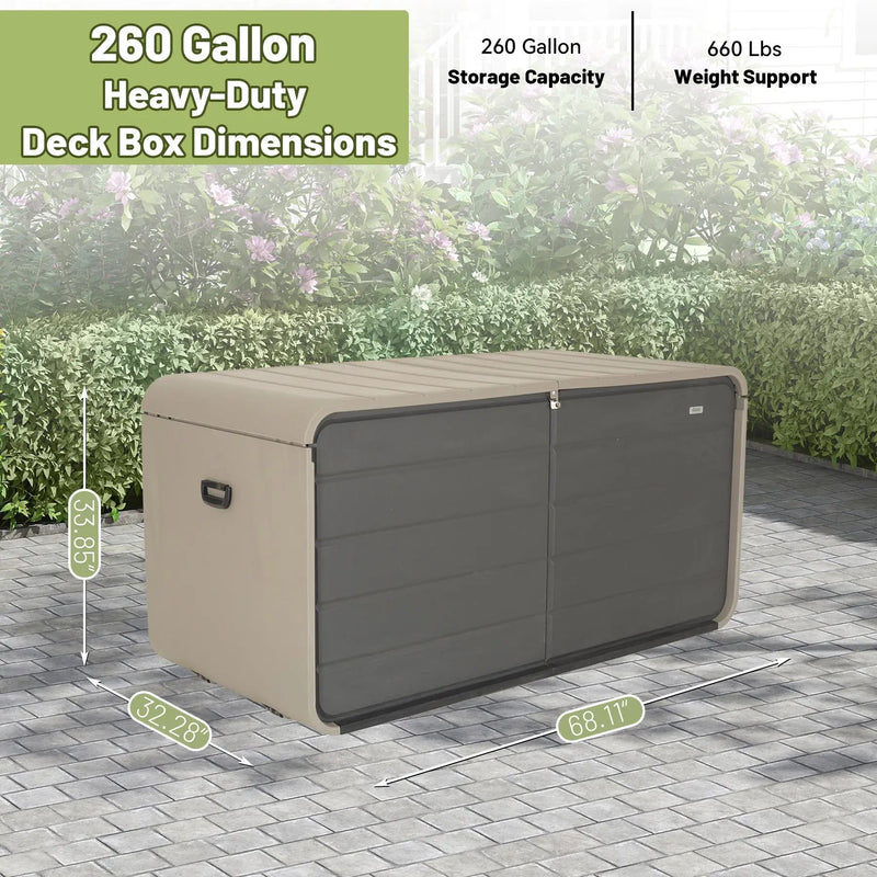 260 Gallon Plastic Deck Box - Large Patio Storage Box by HouseOfZazla