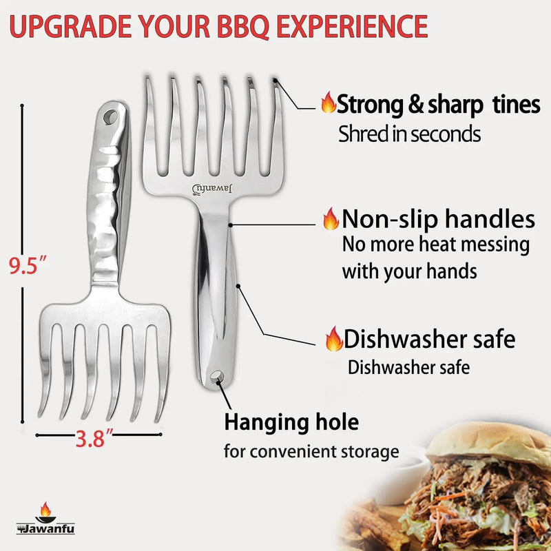 Meat Shredder Claws, 18/8 Stainless Steel Pulled Pork Tools for Shredding Meat, Effortlessly BBQ Tools For Handling, Shredding, Pulling Meat, Smoker Grilling Gifts, Pack of 2 by GreenHaven Gardens