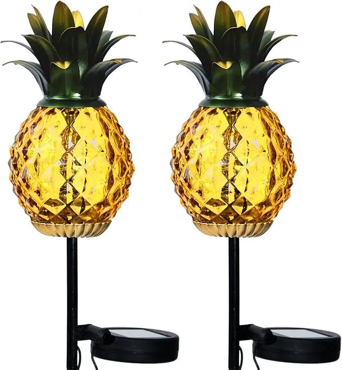Solar Outdoor Lights Waterproof Garden Solar Pineapple Stakes Lights Lantern Decor Gift Tropical, 2 Packs by GreenHaven Gardens
