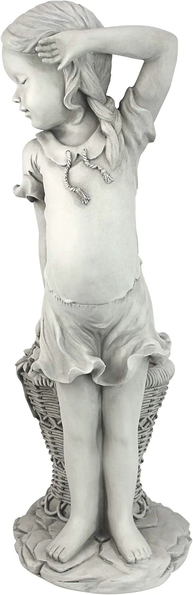 Design Toscano Frances the Flower Girl Outdoor Garden Statue with Planter, 21 Inch Tall, Cast Stone Resin, Antique Stone Finish by GreenHaven Gardens