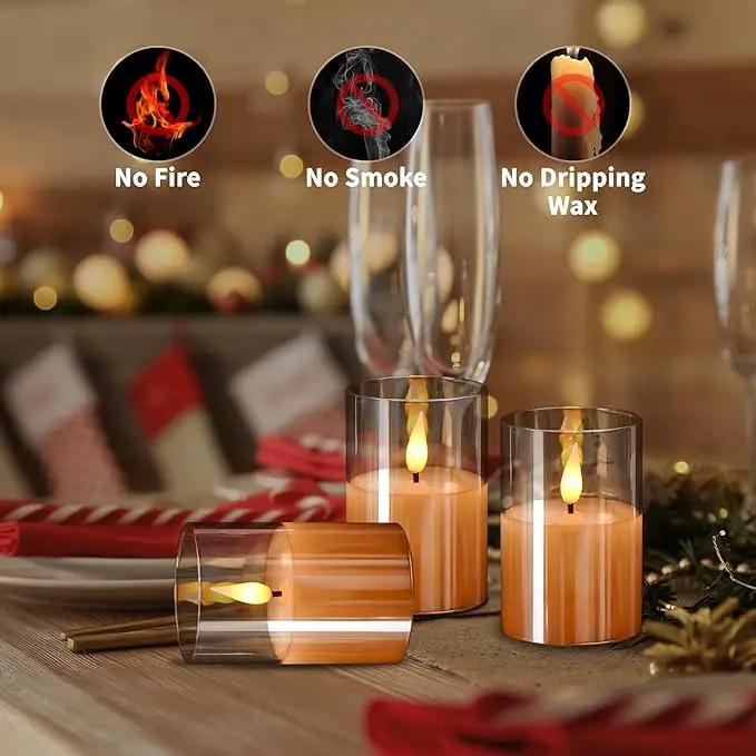 6Pack Glass Flickering Flameless Candles with Remote, 2"X3" Real Wax Votive Candles Battery Operated, Small Electric LED Candles for Wedding Home Decor, w/4 Timers+2 Lighting Modes [Gold] by GreenHaven Gardens