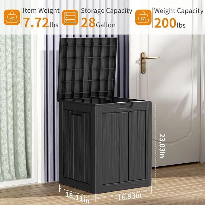 DRATO Deck Boxes, 28 Gallon Outdoor Storage Box for Patio Cushion, Sports Equipment, Garden Tools, Waterproof and UV Resistant, Lockable Black by GreenHaven Gardens