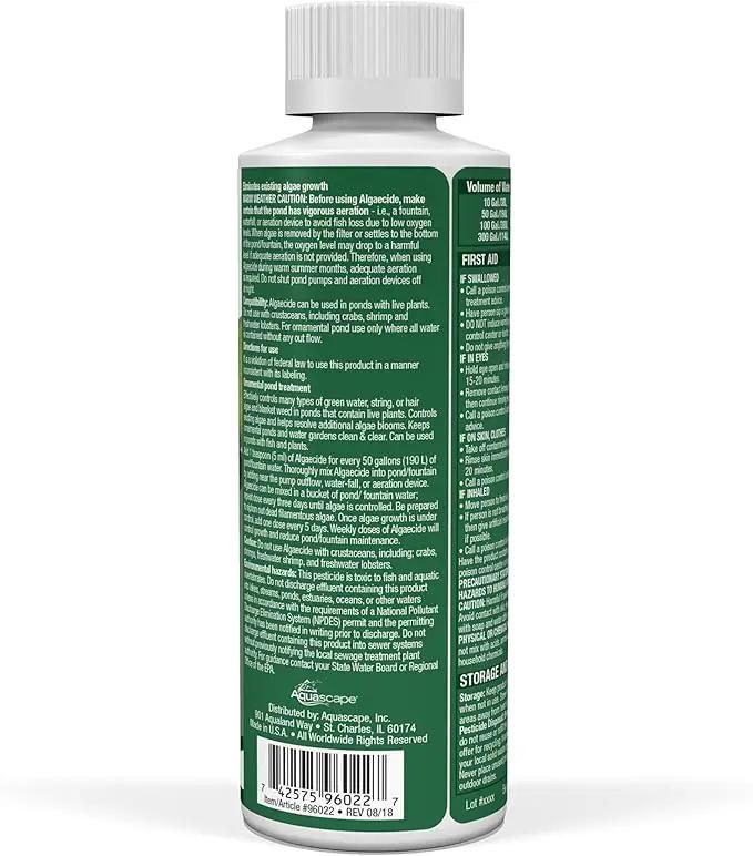Aquascape 96022 Algaecide for Pond, Waterfall, and Water Features, 8-Ounce by GreenHaven Gardens