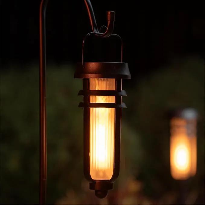 Metal Solar Torch - Adjustable Height (24" - 50"), Outdoor Lights with Flickering Flame, Waterproof Solar Powered Lights, Flame Torches for Patio, Pathway, Yard Decor, Matte Black (2-Pack) by GreenHaven Gardens